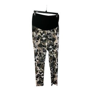 2/$20 - Black & White Maternity Pants / Nice shiny fabric, Camouflage Print - L